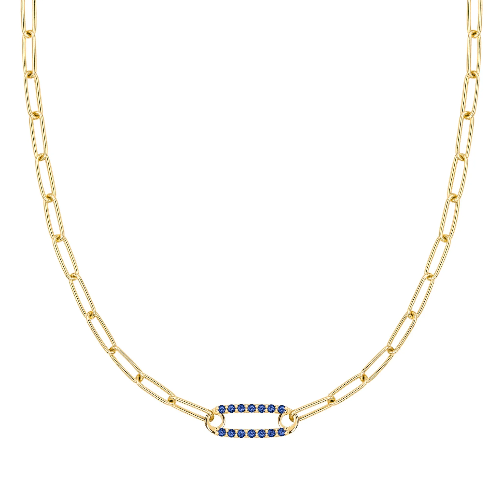 Adelaide 1 Pavé Sapphire Link Necklace in 14k Gold (September) sold by Haverhill