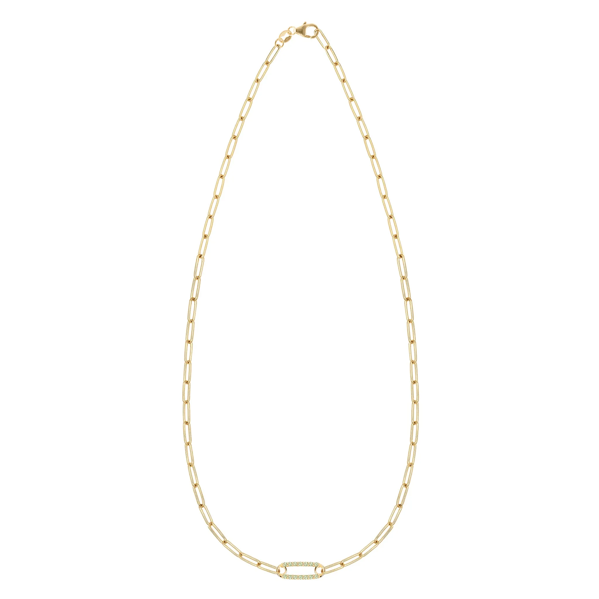 Adelaide 1 Pavé Peridot Link Necklace in 14k Gold (August) sold by Haverhill product image thumbnail 5