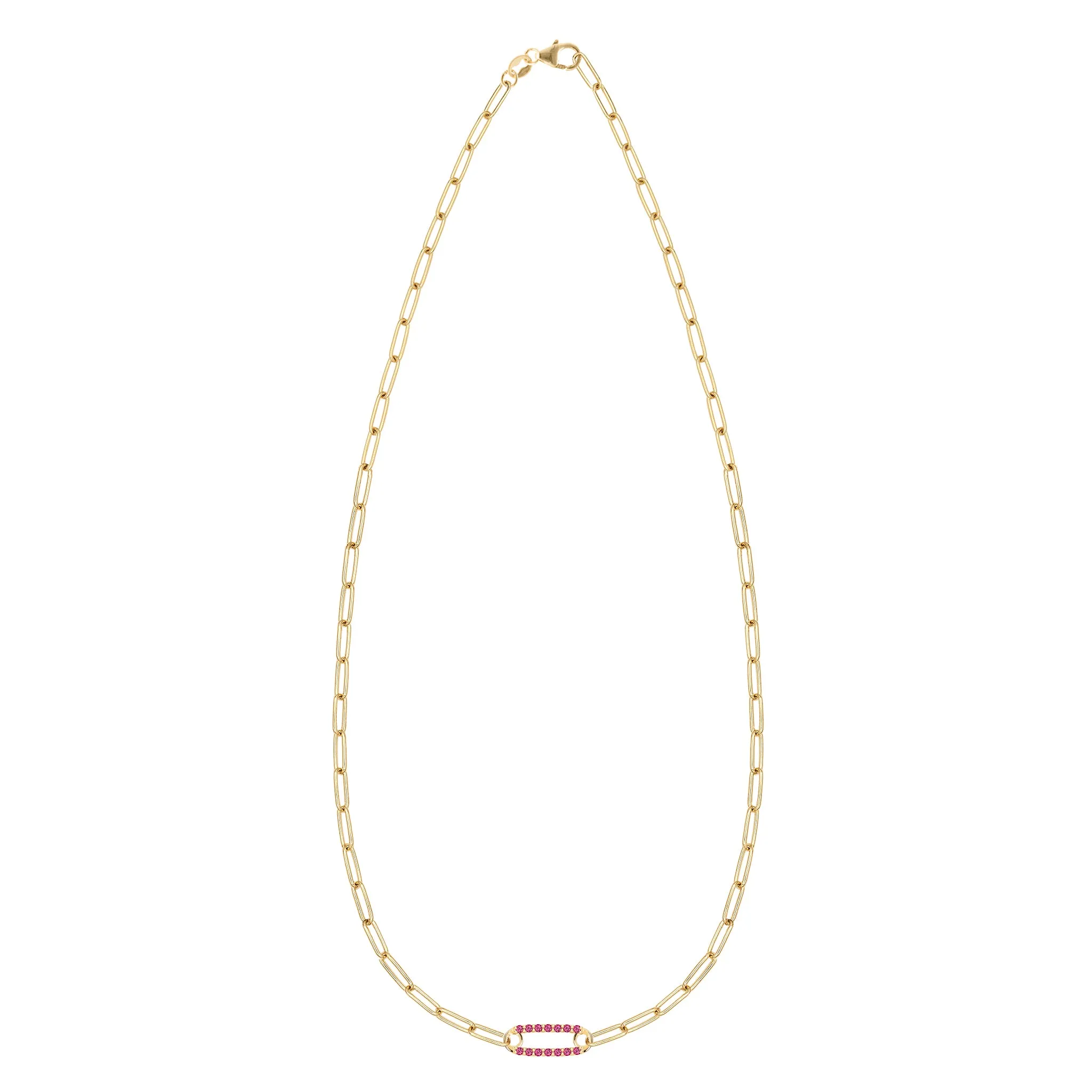 Adelaide 1 Pavé Ruby Link Necklace in 14k Gold (July) sold by Haverhill product image thumbnail 5