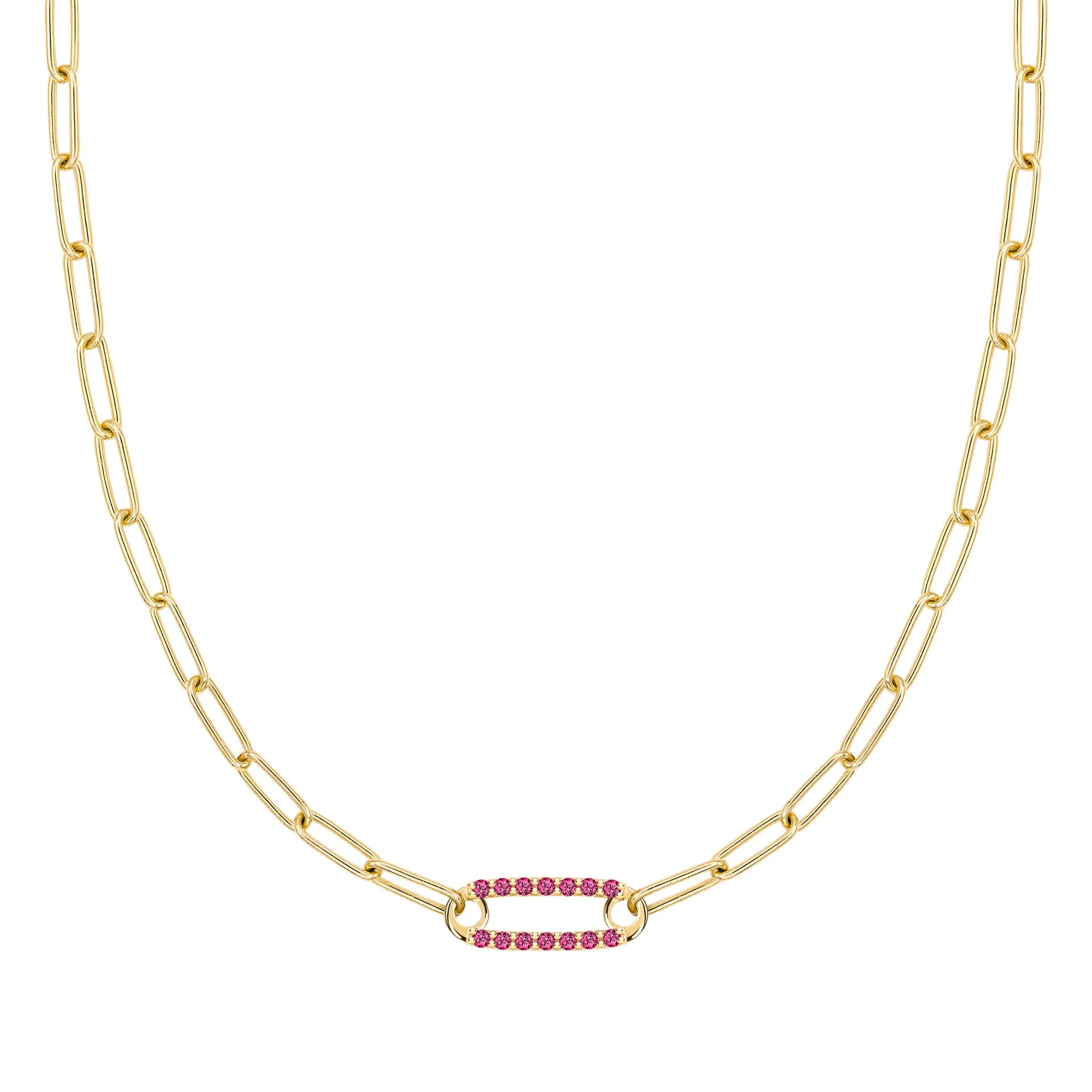 Adelaide 1 Pavé Ruby Link Necklace in 14k Gold (July) sold by Haverhill