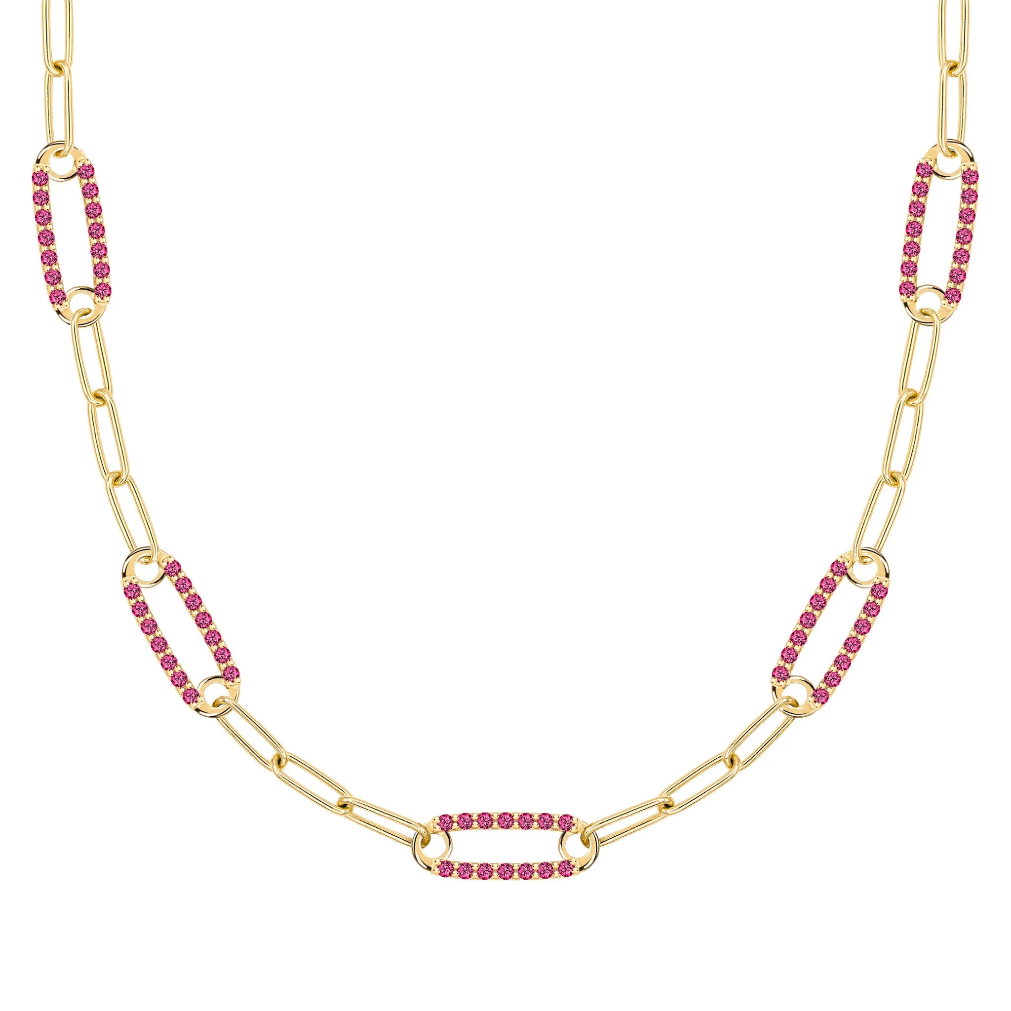 Adelaide 5 Pavé Ruby Link Necklace in 14k Gold (July) sold by Haverhill