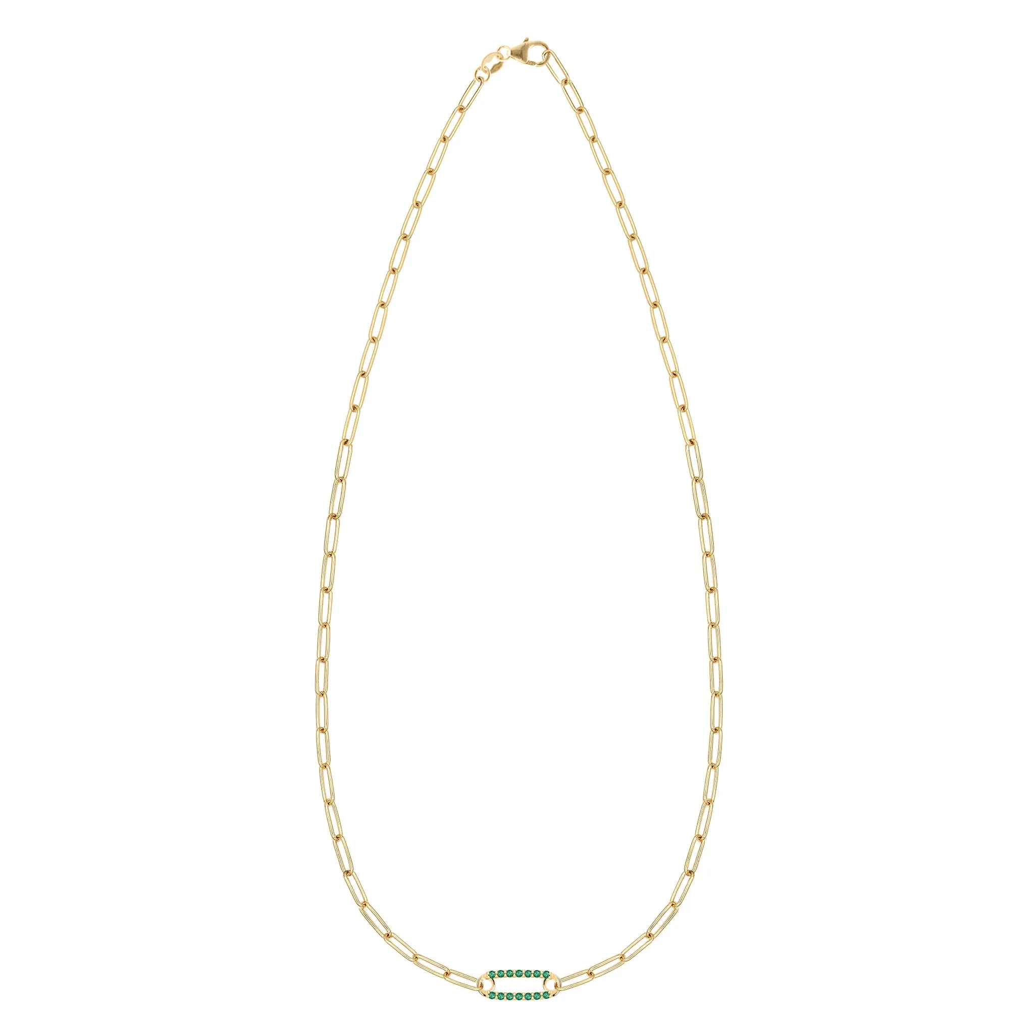Adelaide 1 Pavé Emerald Link Necklace in 14k Gold (May) sold by Haverhill product image thumbnail 5