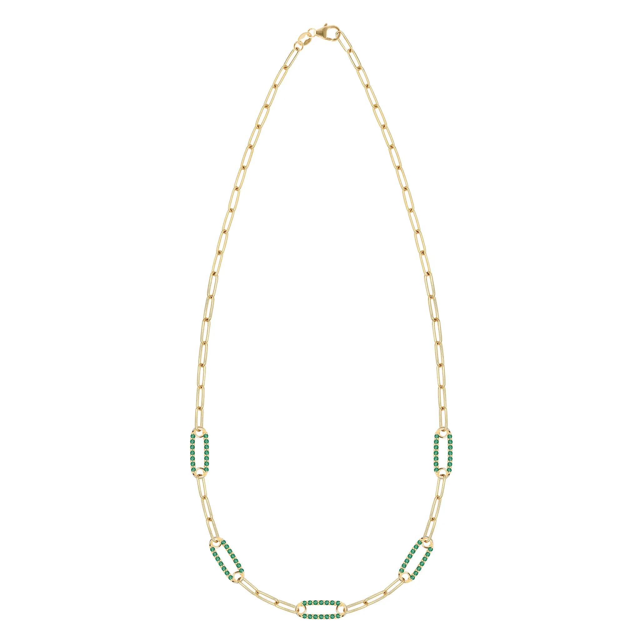 Adelaide 5 Pavé Emerald Link Necklace in 14k Gold (May) sold by Haverhill product image thumbnail 5