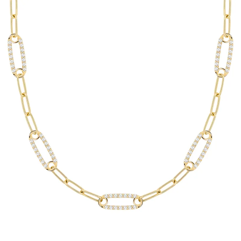 Adelaide 5 Pavé Diamond Link Necklace in 14k Gold (April) sold by Haverhill