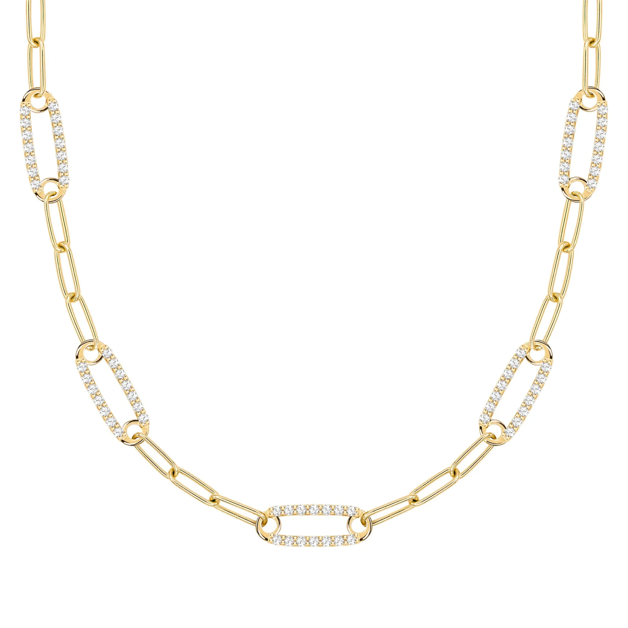 Adelaide 5 Pavé Diamond Link Necklace in 14k Gold (April) sold by Haverhill