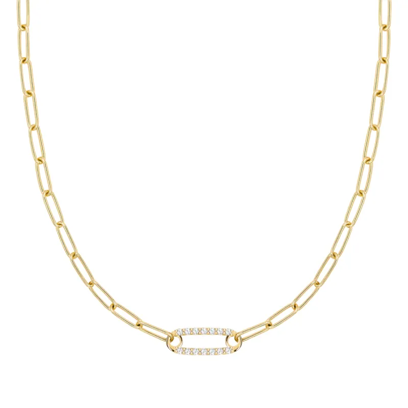 Adelaide 1 Pavé Diamond Link Necklace in 14k Gold (April) sold by Haverhill