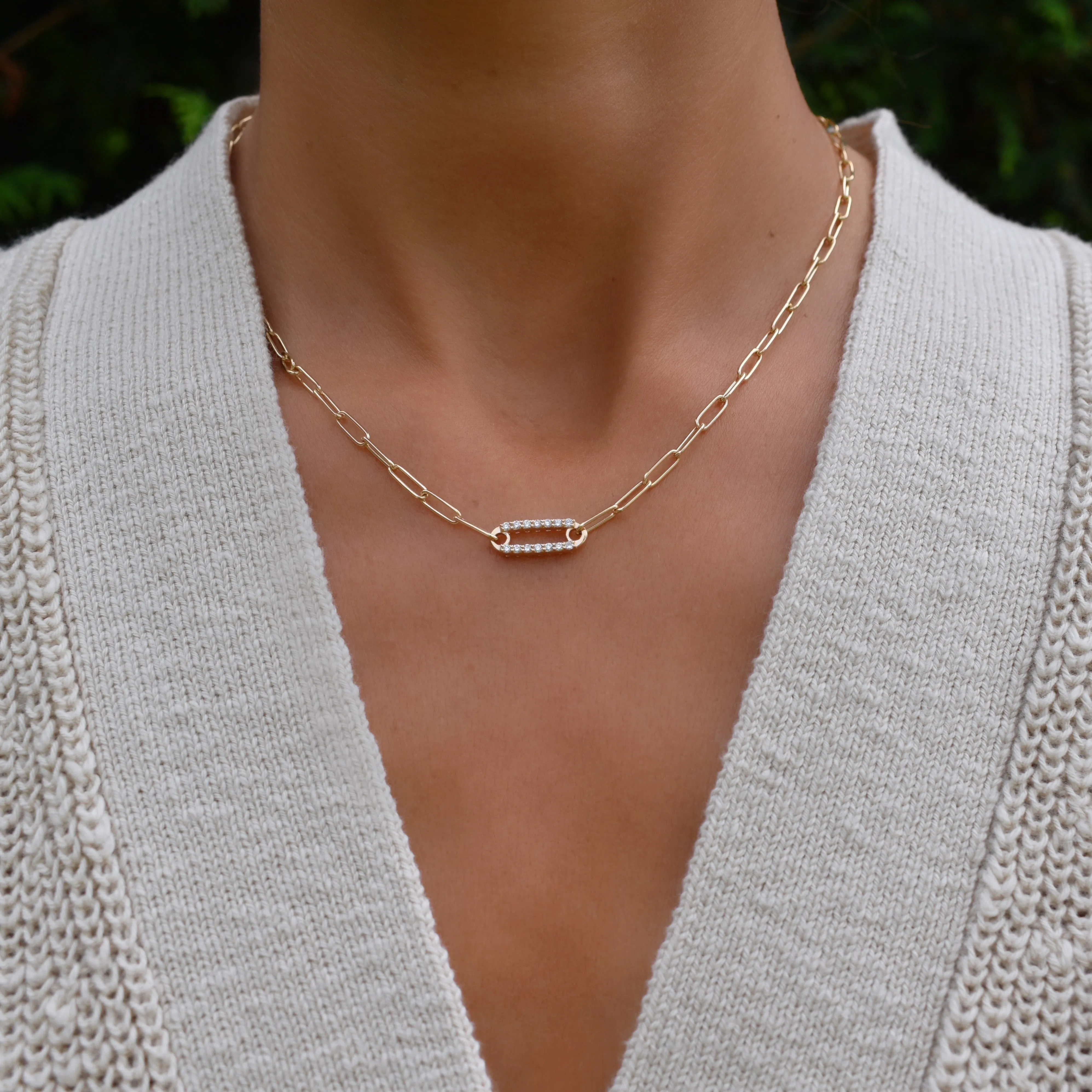 Adelaide 1 Pavé Diamond Link Necklace in 14k Gold (April) sold by Haverhill product image thumbnail 2