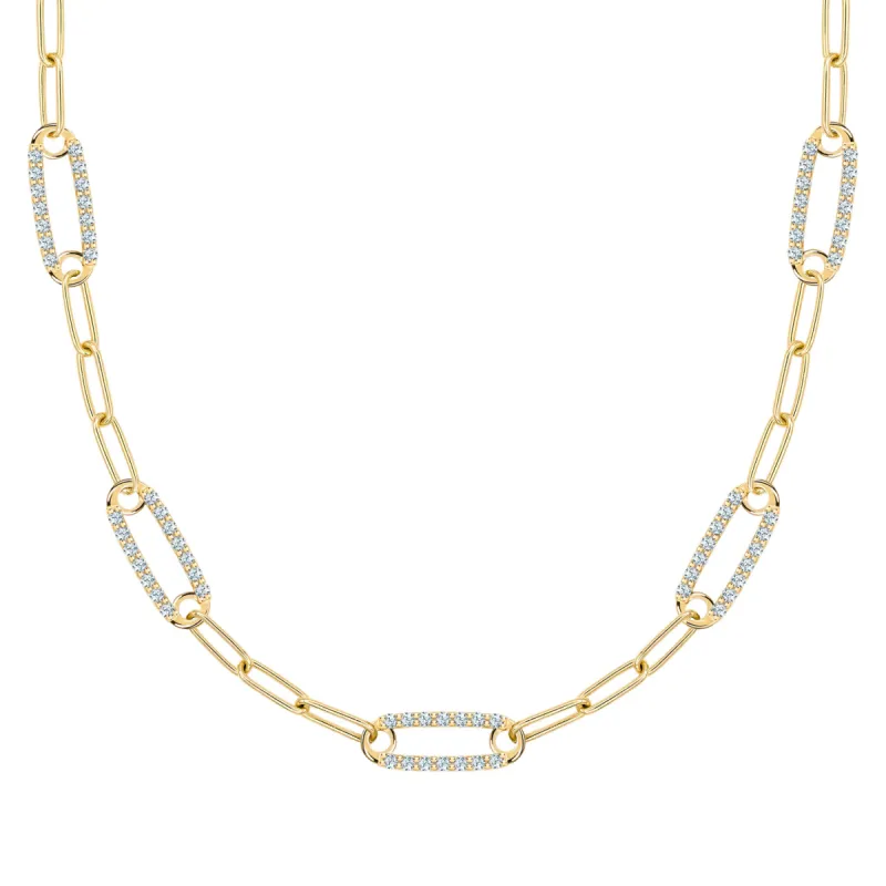 Adelaide 5 Pavé Aquamarine Link Necklace in 14k Gold (March) sold by Haverhill