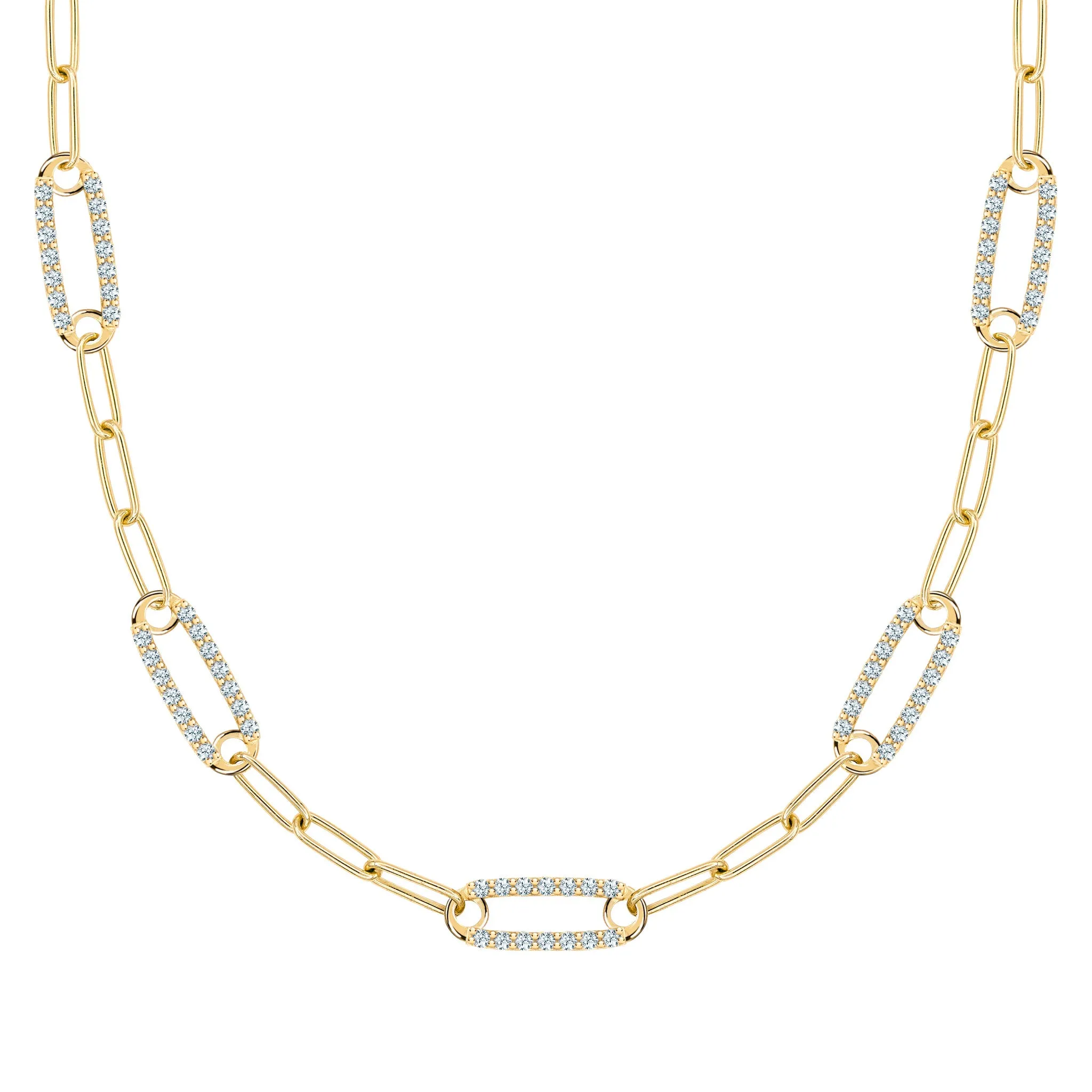 Adelaide 5 Pavé Aquamarine Link Necklace in 14k Gold (March) sold by Haverhill
