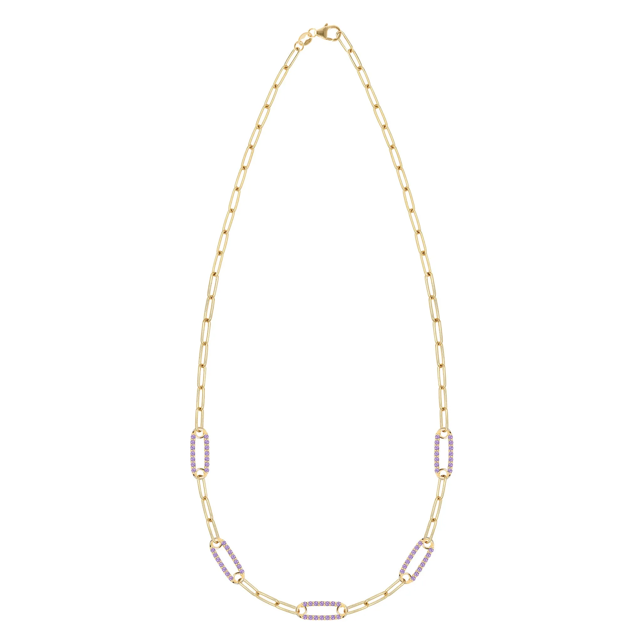 Adelaide 5 Pavé Amethyst Link Necklace in 14k Gold (February) sold by Haverhill product image thumbnail 5