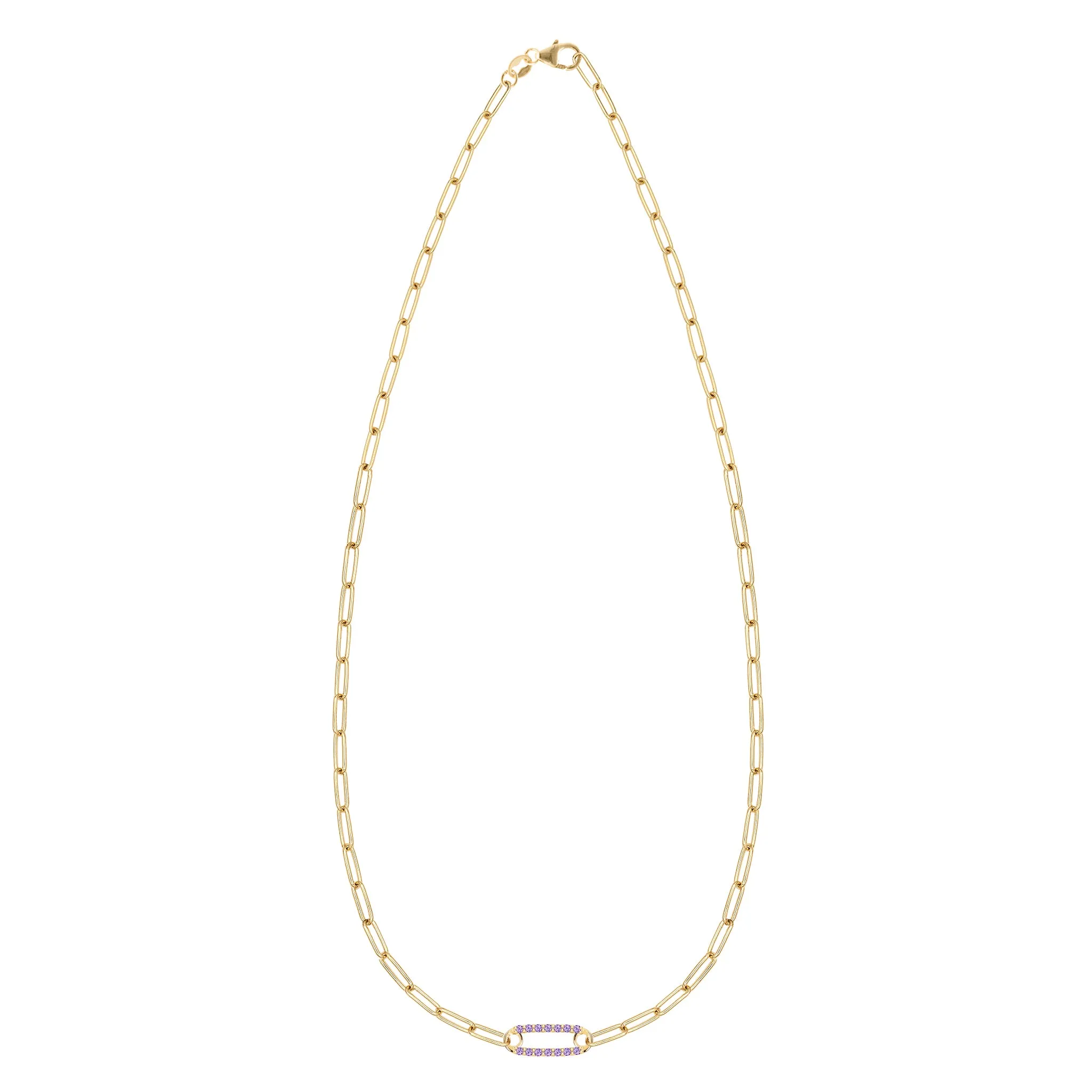 Adelaide 1 Pavé Amethyst Link Necklace in 14k Gold (February) sold by Haverhill product image thumbnail 5