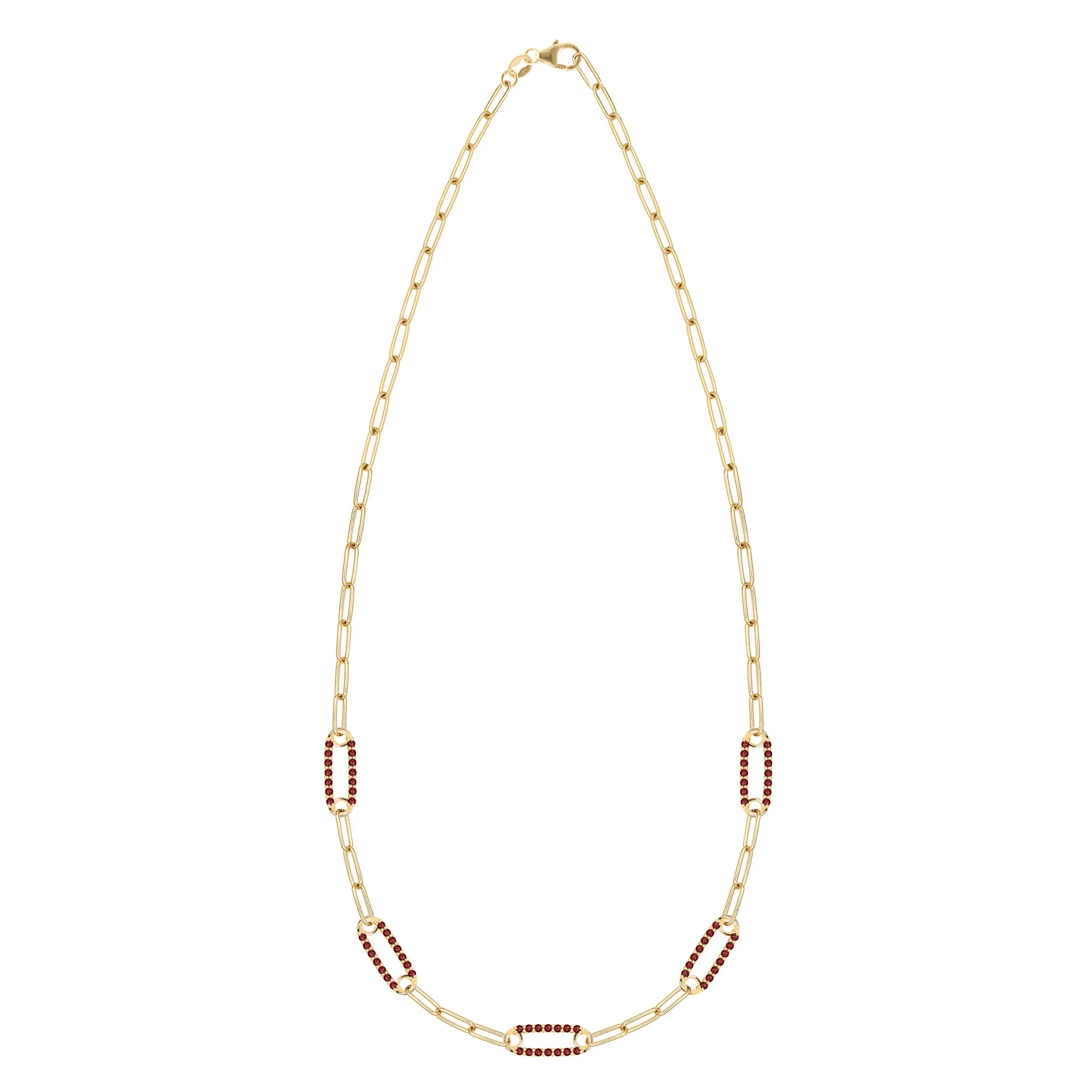 Adelaide 5 Pavé Garnet Link Necklace in 14k Gold (January) sold by Haverhill product image thumbnail 5