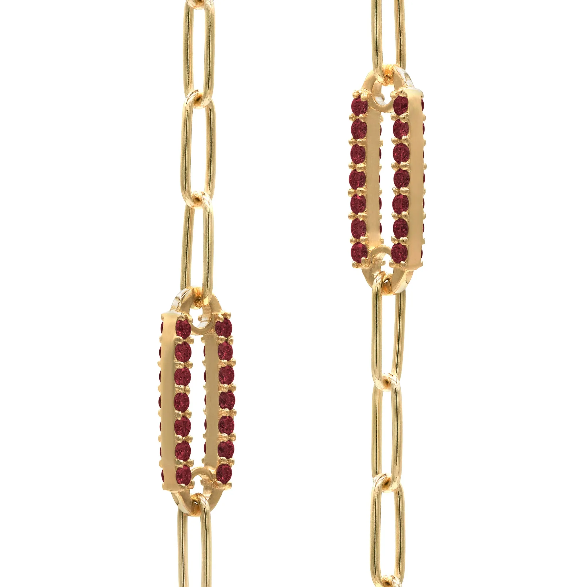 Adelaide 5 Pavé Garnet Link Necklace in 14k Gold (January) sold by Haverhill product image thumbnail 4