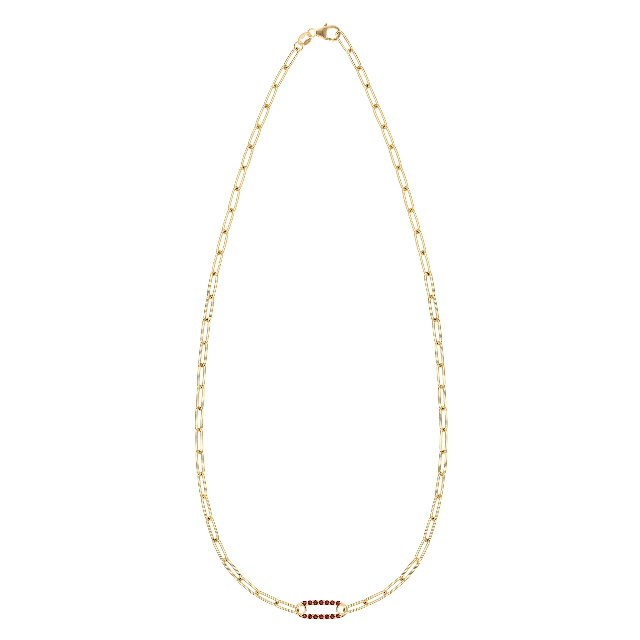 Adelaide 1 Pavé Garnet Link Necklace in 14k Gold (January) sold by Haverhill product image thumbnail 5