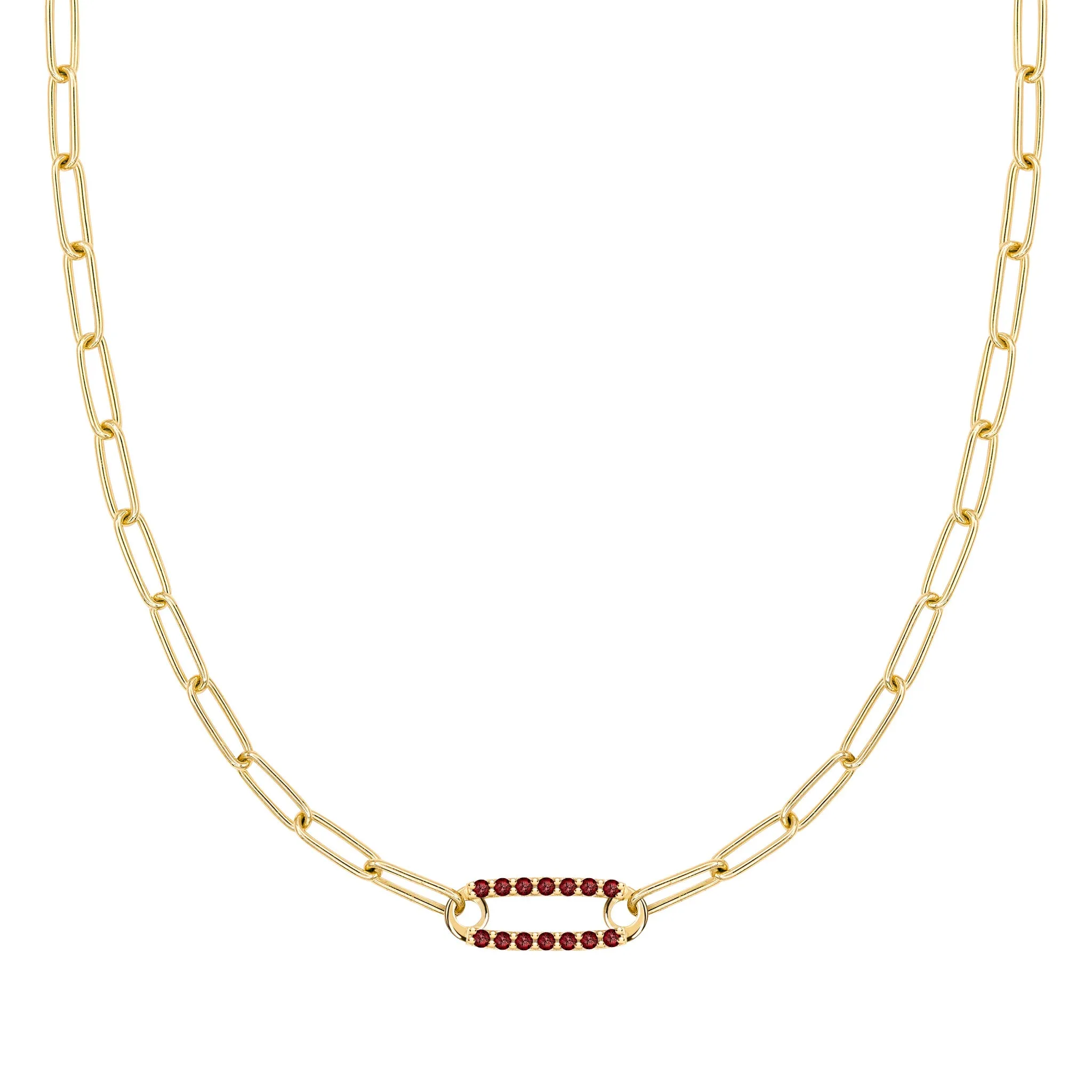 Adelaide 1 Pavé Garnet Link Necklace in 14k Gold (January) sold by Haverhill