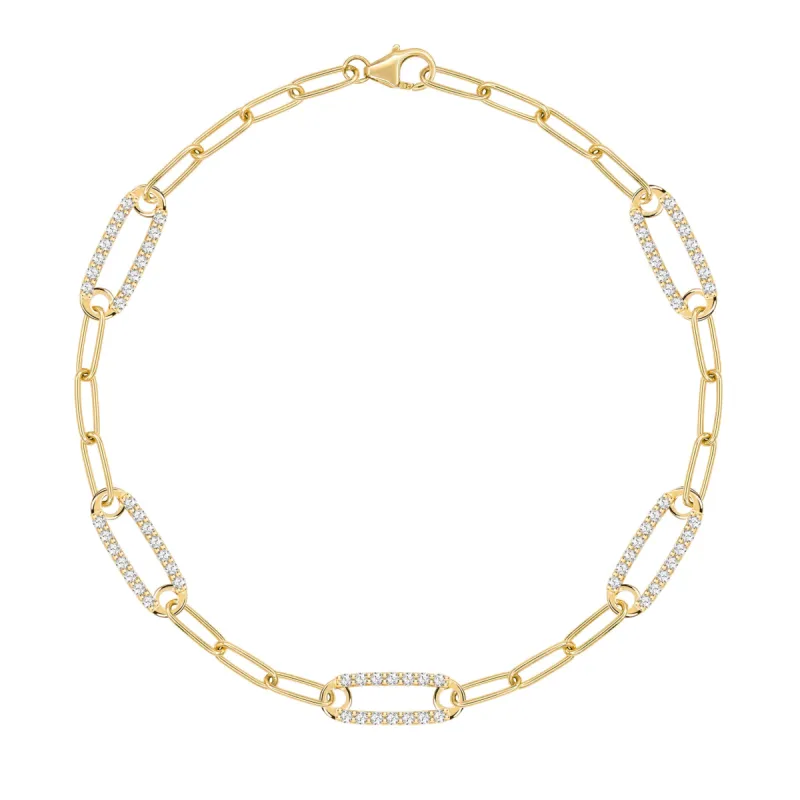Adelaide 5 Pavé White Topaz Link Bracelet in 14k Gold (April) sold by Haverhill
