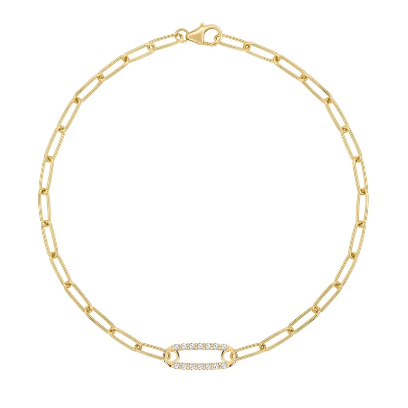 Adelaide 1 Pavé White Topaz Link Bracelet in 14k Gold (April) sold by Haverhill