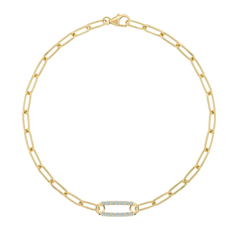 Adelaide 1 Pavé Nantucket Blue Topaz Link Bracelet in 14k Gold (December) sold by Haverhill