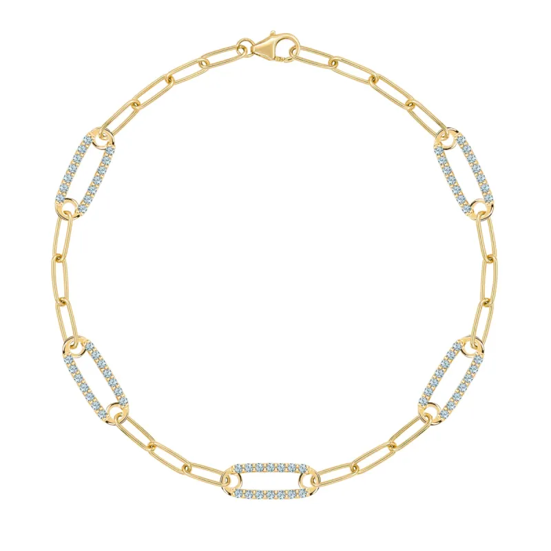 Adelaide 5 Pavé Nantucket Blue Topaz Link Bracelet in 14k Gold (December) sold by Haverhill