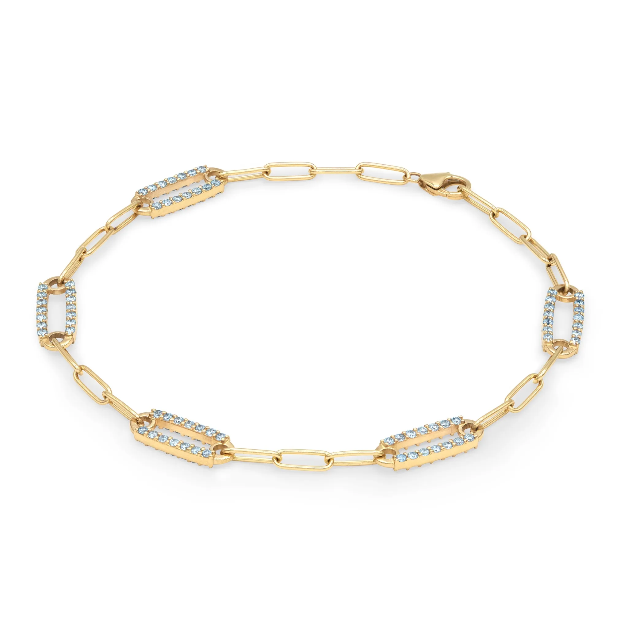Adelaide 5 Pavé Nantucket Blue Topaz Link Bracelet in 14k Gold (December) sold by Haverhill product image thumbnail 5