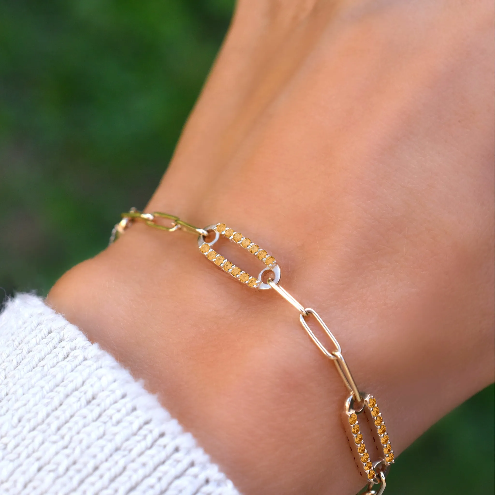 Adelaide 5 Pavé Citrine Link Bracelet in 14k Gold (November) sold by Haverhill product image thumbnail 3
