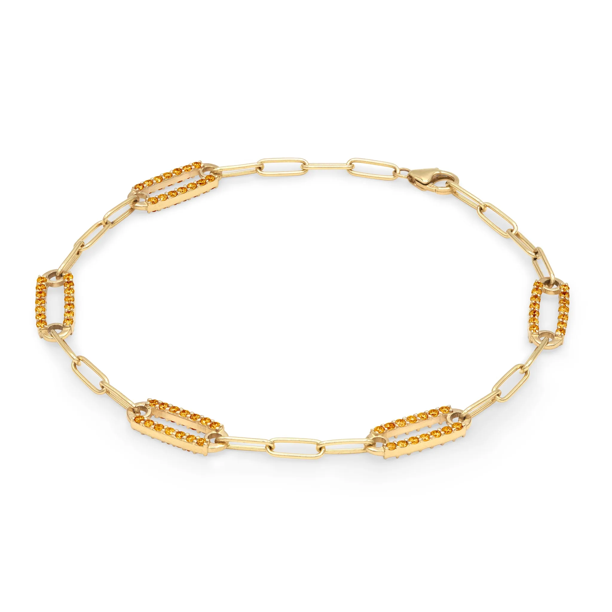 Adelaide 5 Pavé Citrine Link Bracelet in 14k Gold (November) sold by Haverhill product image thumbnail 5