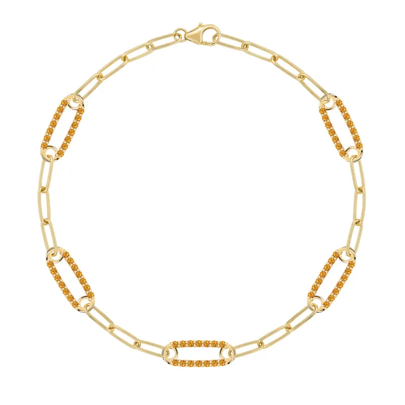 Adelaide 5 Pavé Citrine Link Bracelet in 14k Gold (November) sold by Haverhill