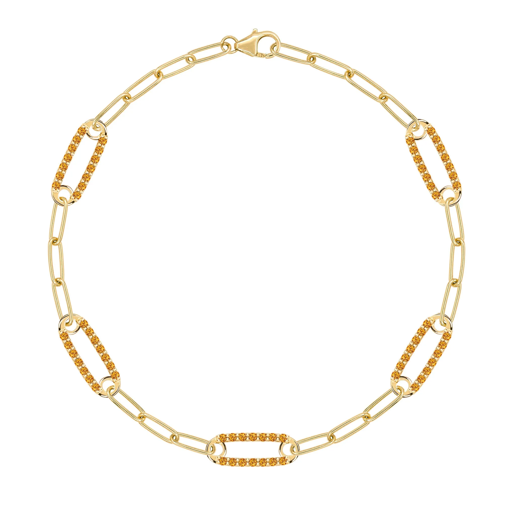 Adelaide 5 Pavé Citrine Link Bracelet in 14k Gold (November) sold by Haverhill