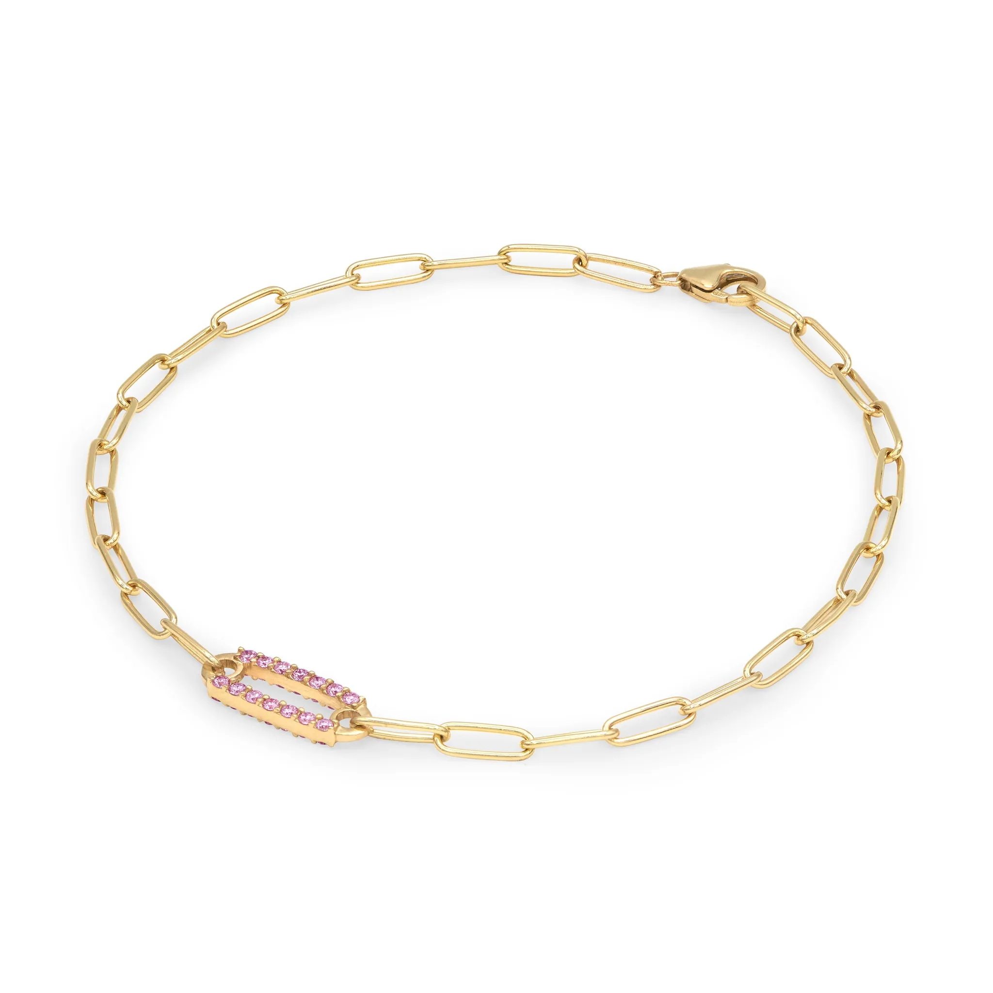 Adelaide 1 Pavé Pink Sapphire Link Bracelet in 14k Gold (October) sold by Haverhill product image thumbnail 5