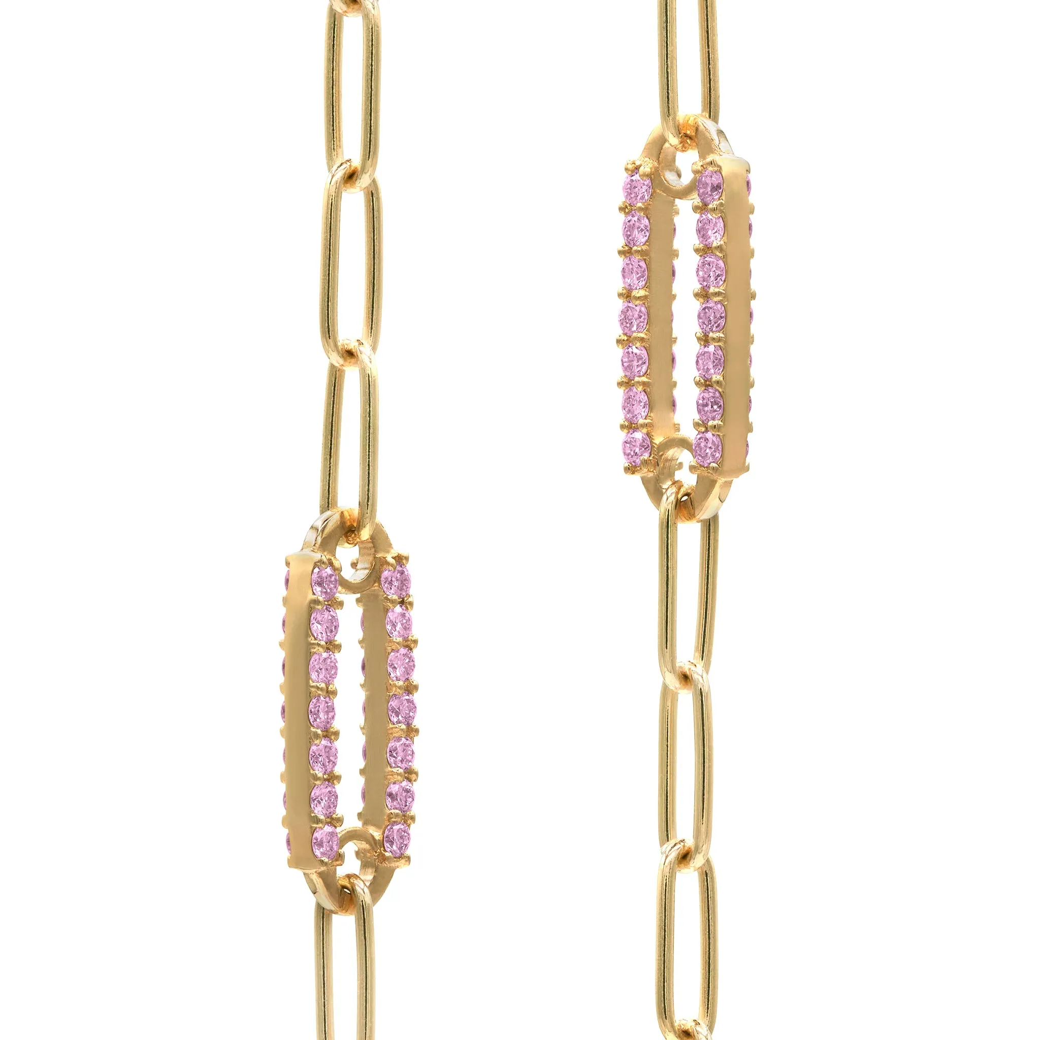 Adelaide 1 Pavé Pink Sapphire Link Bracelet in 14k Gold (October) sold by Haverhill product image thumbnail 4