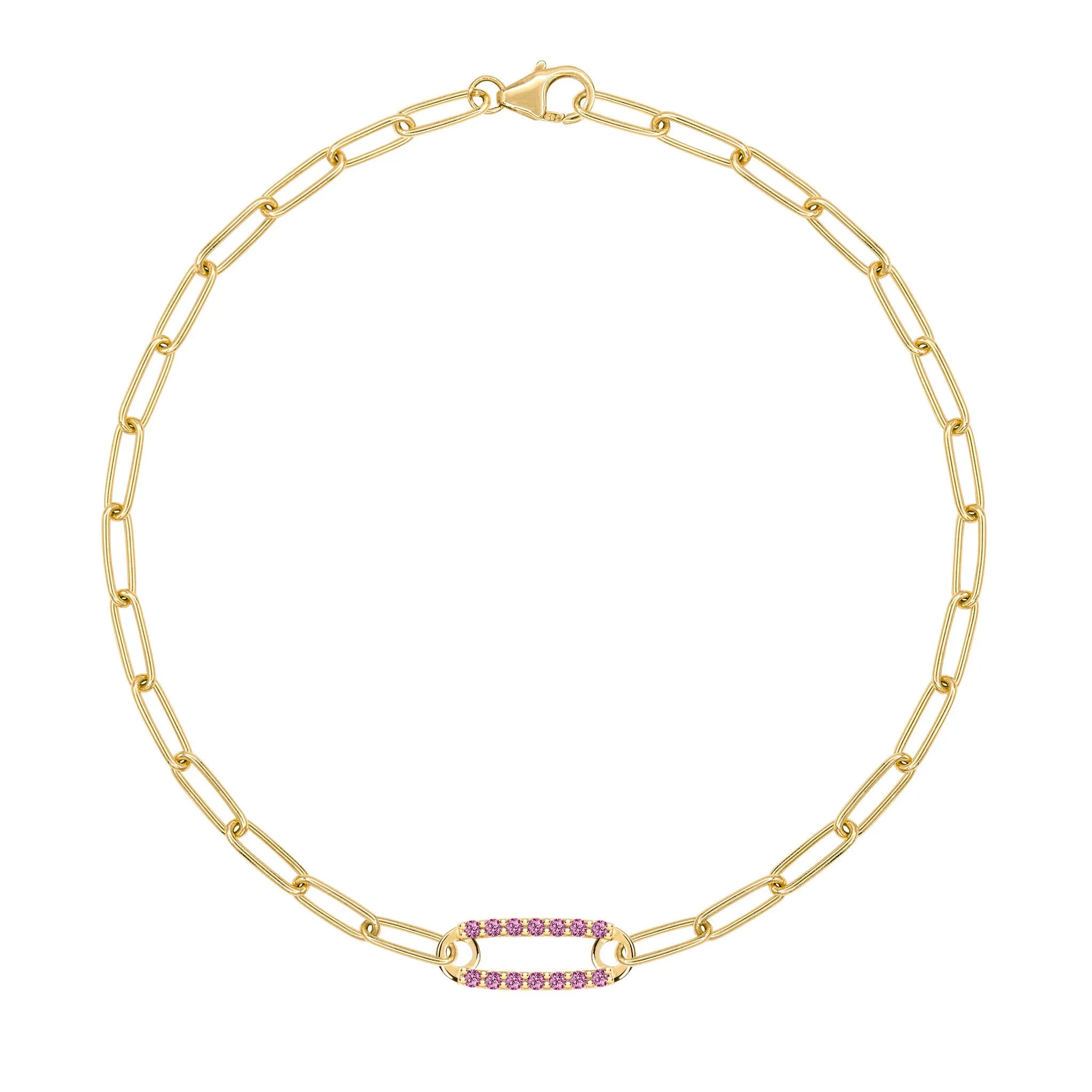 Adelaide 1 Pavé Pink Sapphire Link Bracelet in 14k Gold (October) sold by Haverhill