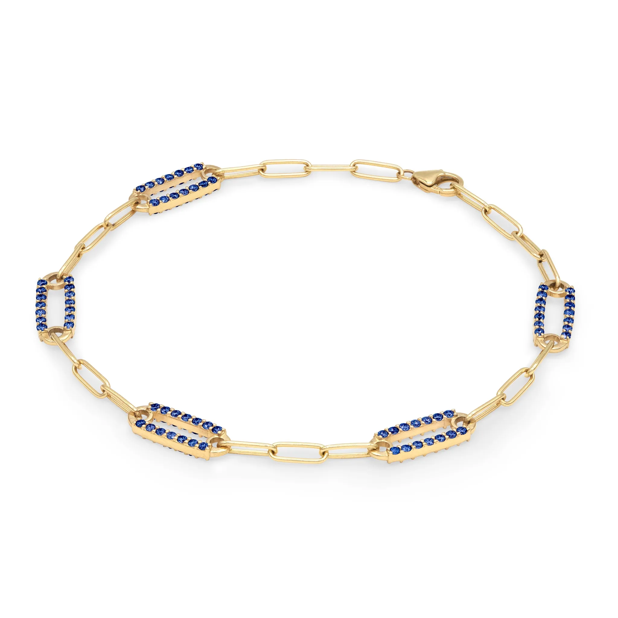 Adelaide 5 Pavé Sapphire Link Bracelet in 14k Gold (September) sold by Haverhill product image thumbnail 5