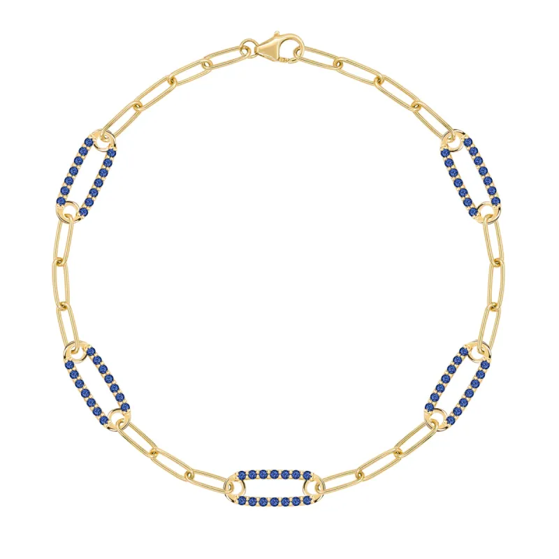 Adelaide 5 Pavé Sapphire Link Bracelet in 14k Gold (September) sold by Haverhill