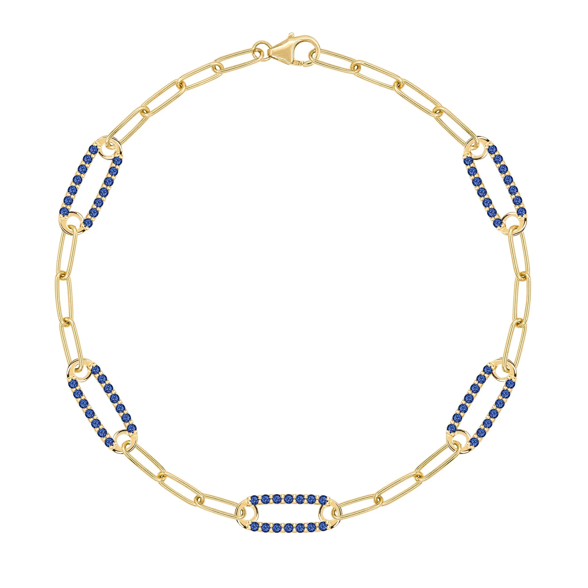 Adelaide 5 Pavé Sapphire Link Bracelet in 14k Gold (September) sold by Haverhill