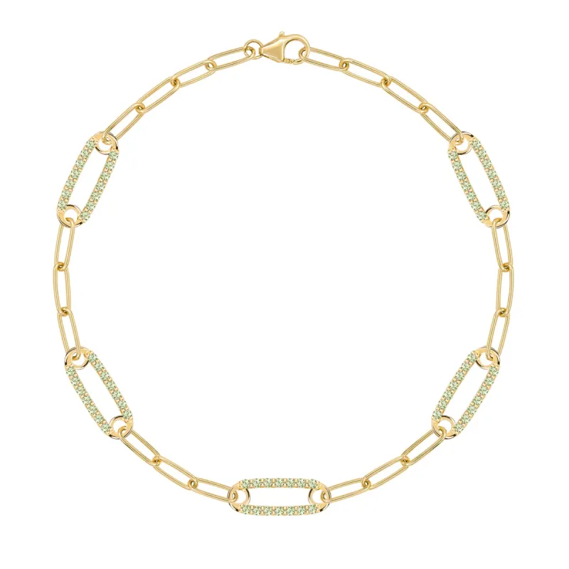 Adelaide 5 Pavé Peridot Link Bracelet in 14k Gold (August) sold by Haverhill