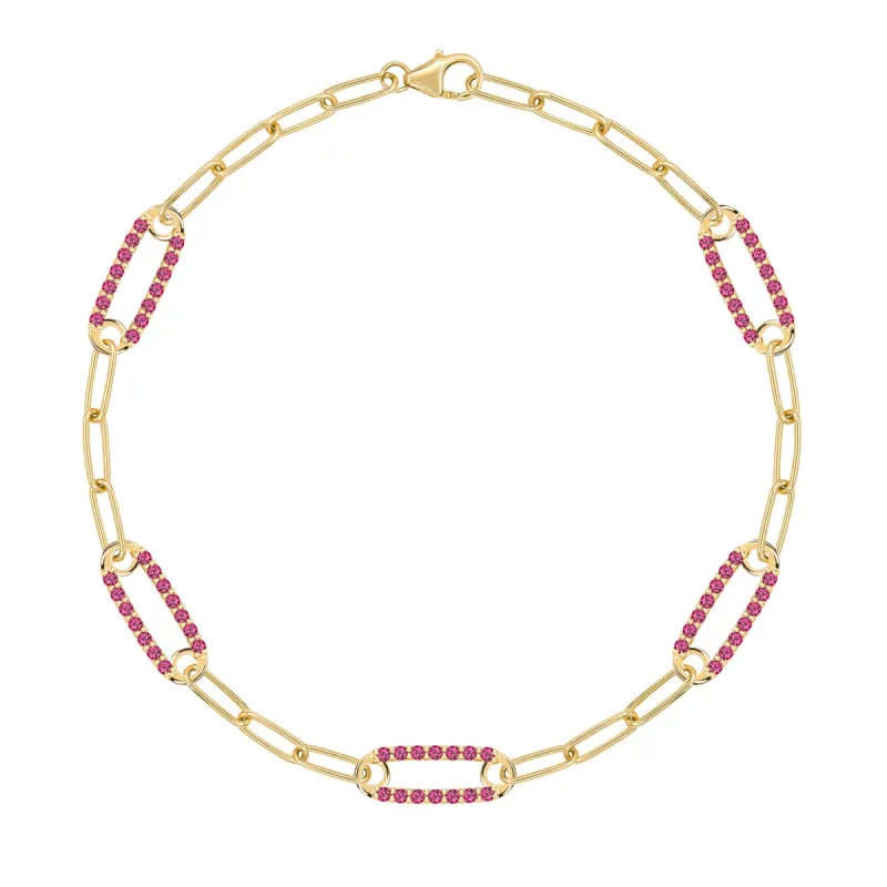 Adelaide 5 Pavé Ruby Link Bracelet in 14k Gold (July) sold by Haverhill