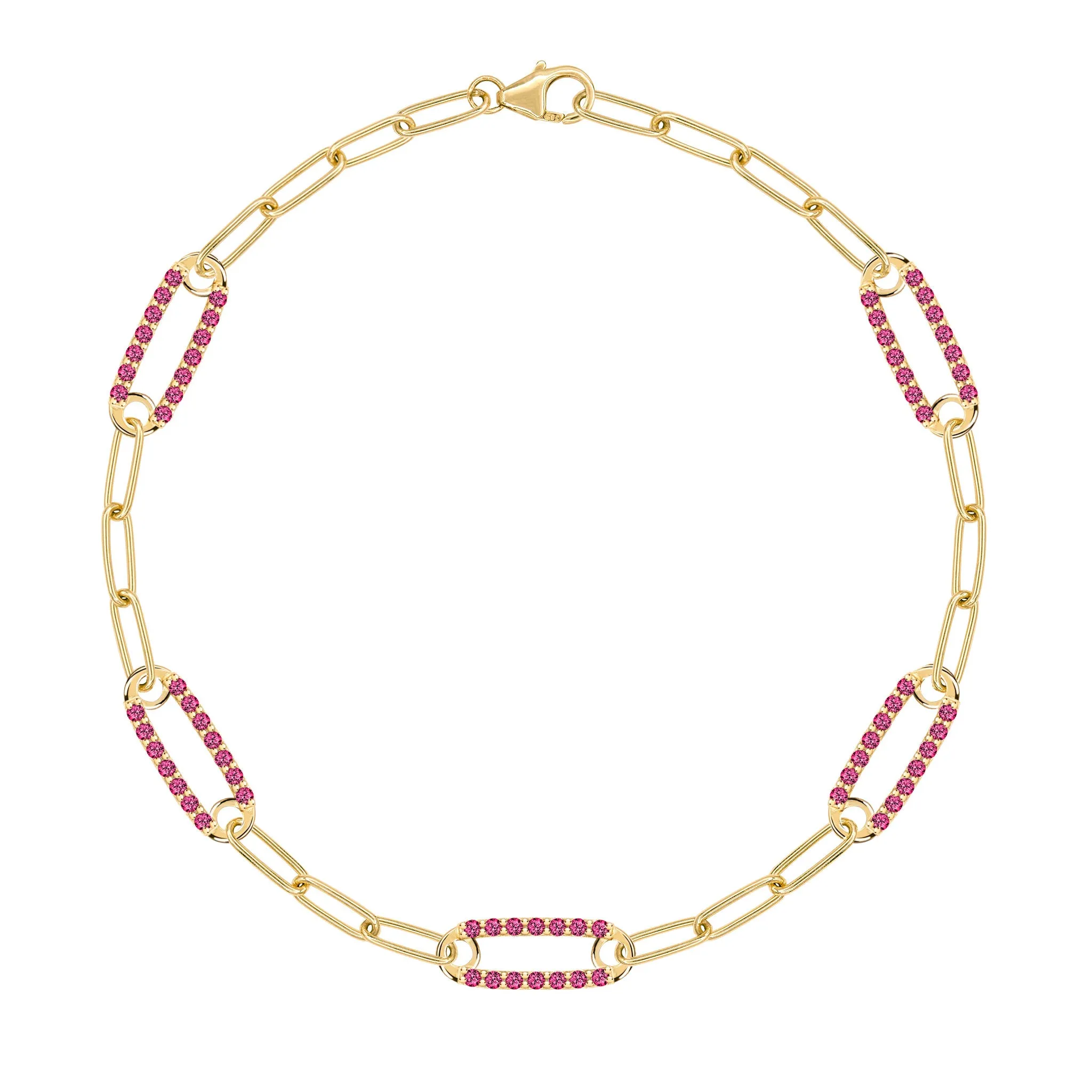 Adelaide 5 Pavé Ruby Link Bracelet in 14k Gold (July) sold by Haverhill