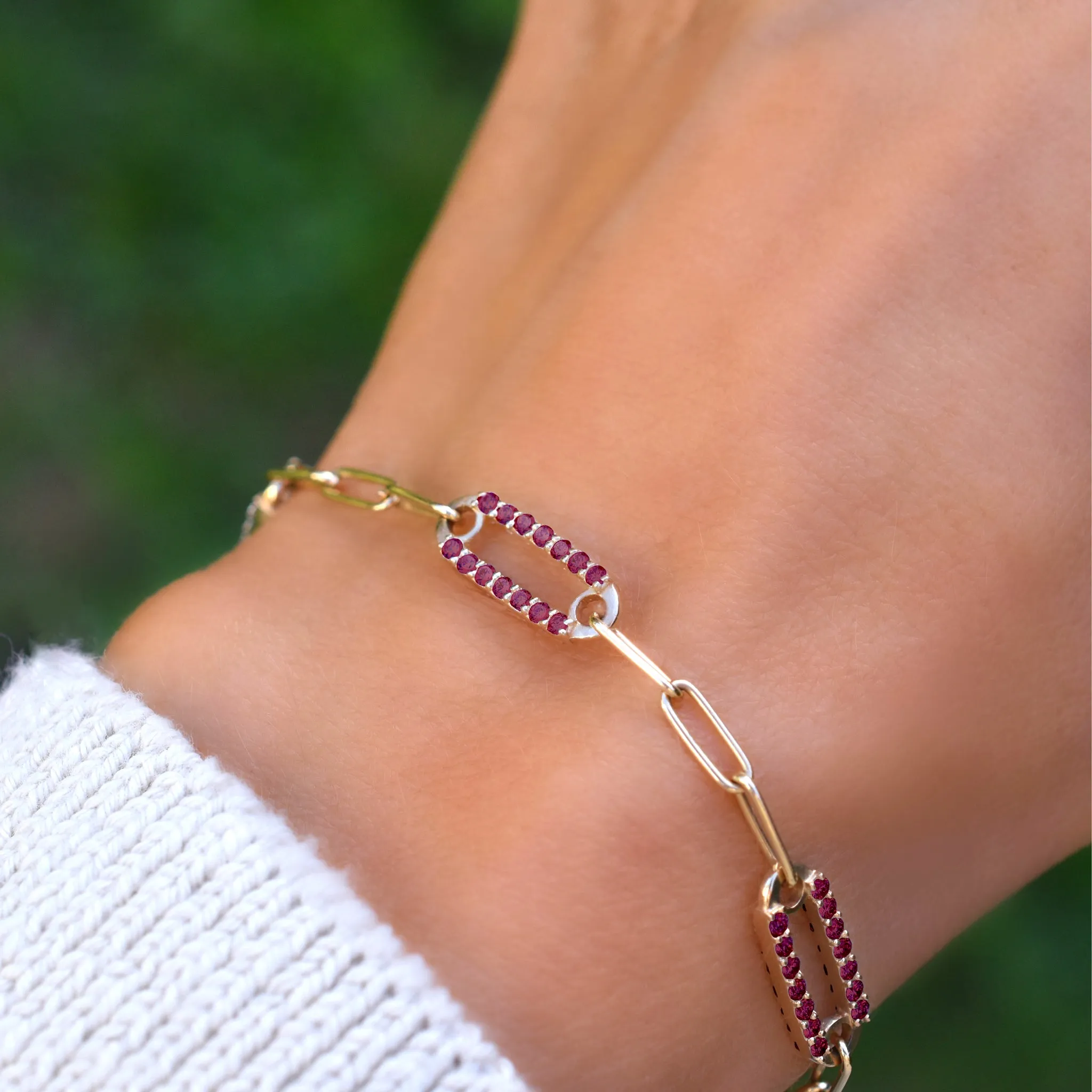Adelaide 5 Pavé Ruby Link Bracelet in 14k Gold (July) sold by Haverhill product image thumbnail 3