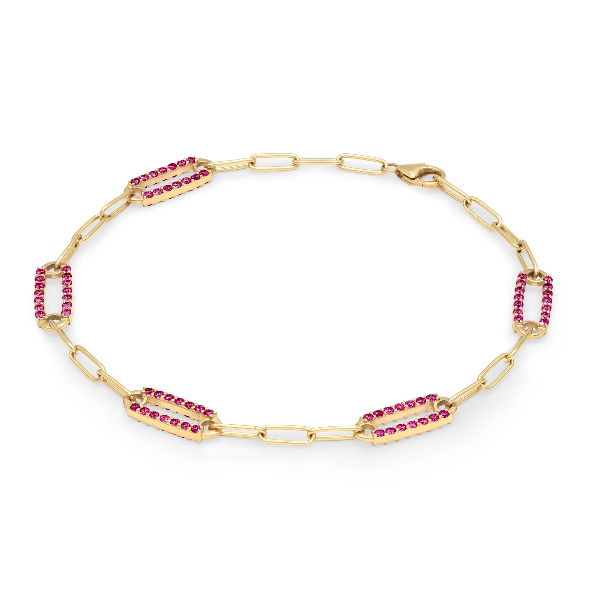 Adelaide 5 Pavé Ruby Link Bracelet in 14k Gold (July) sold by Haverhill product image thumbnail 5