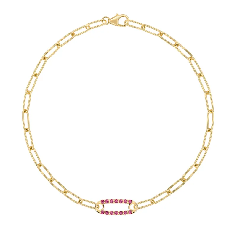 Adelaide 1 Pavé Ruby Link Bracelet in 14k Gold (July) sold by Haverhill