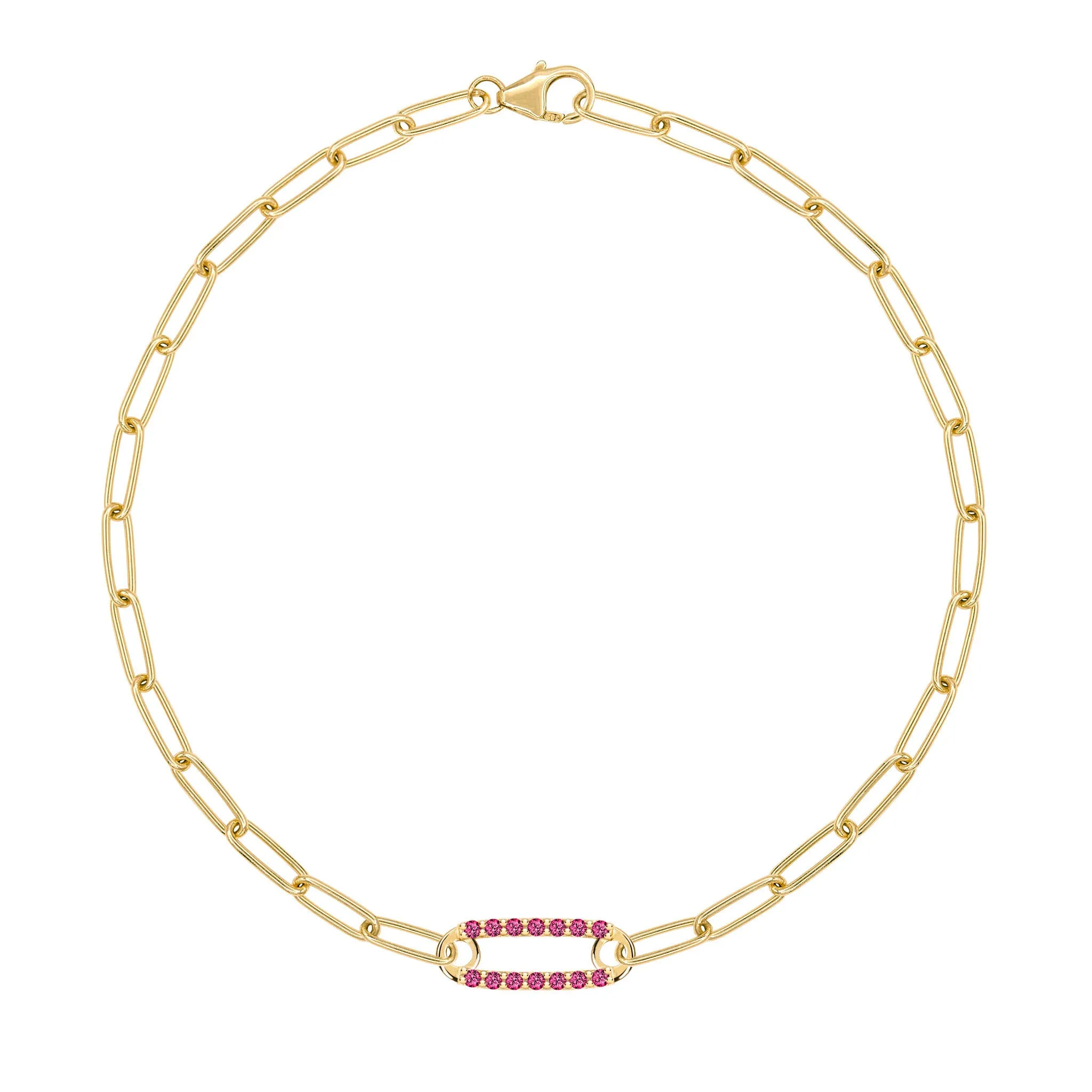 Adelaide 1 Pavé Ruby Link Bracelet in 14k Gold (July) sold by Haverhill