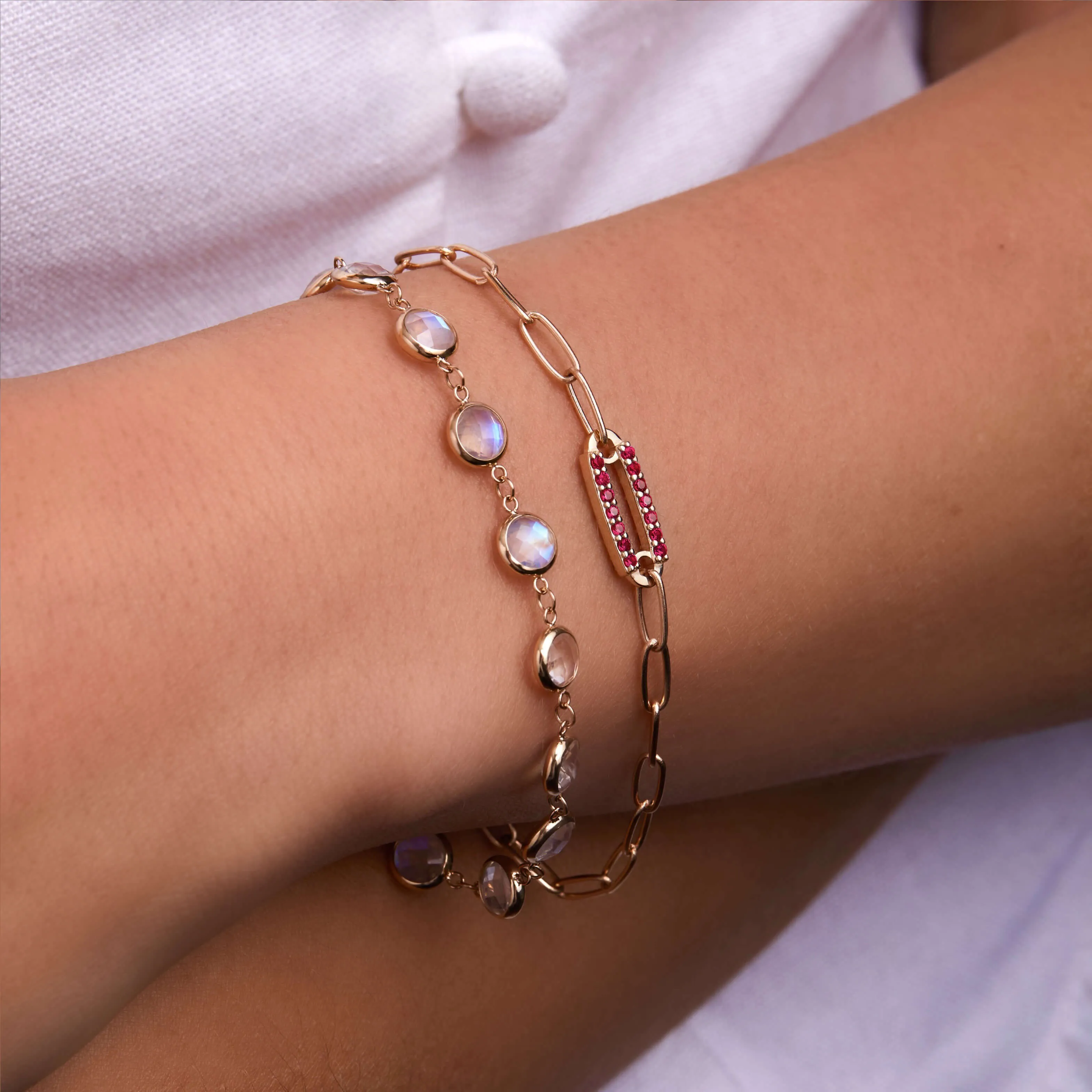 Adelaide 1 Pavé Ruby Link Bracelet in 14k Gold (July) sold by Haverhill product image thumbnail 3