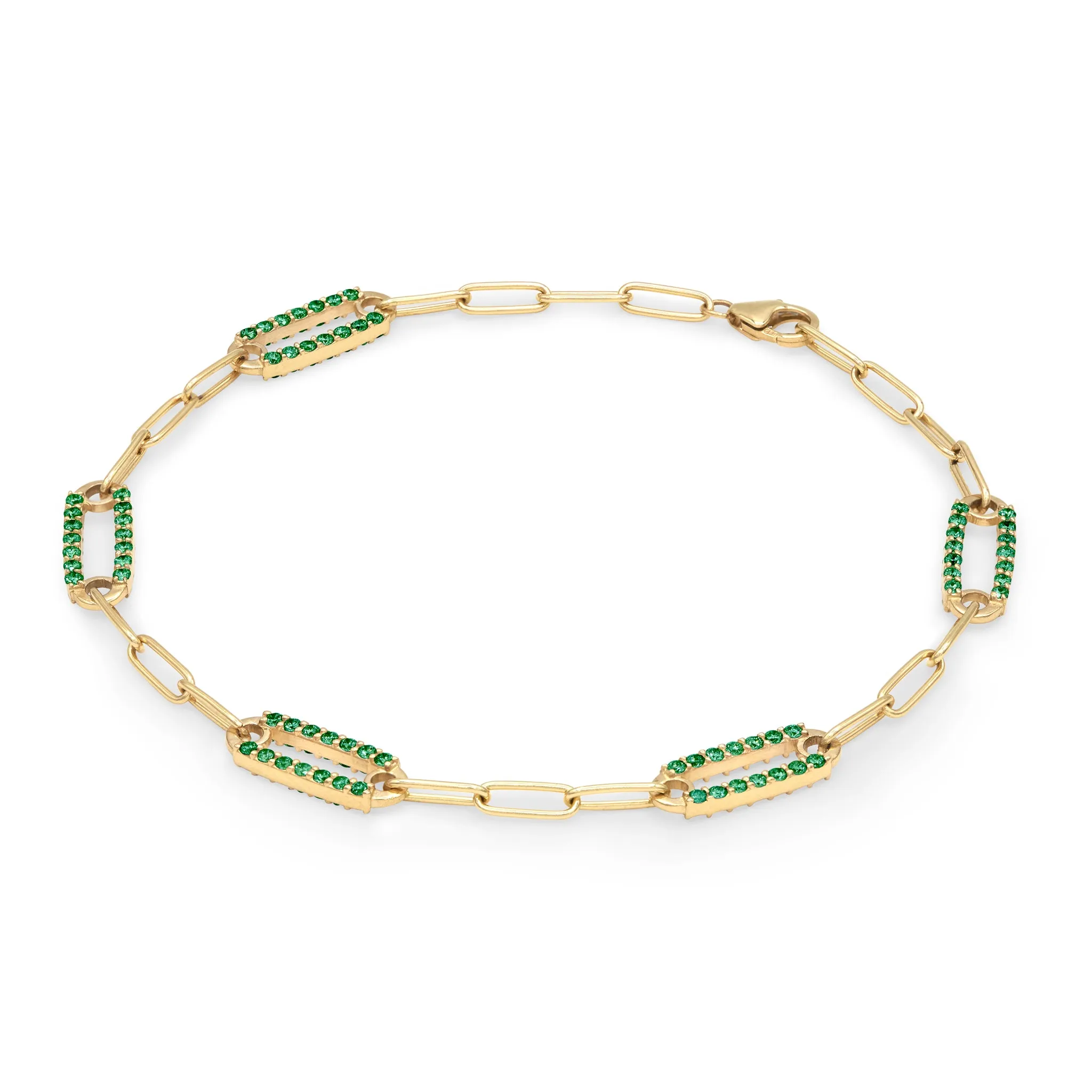Adelaide 5 Pavé Emerald Link Bracelet in 14k Gold (May) sold by Haverhill product image thumbnail 5