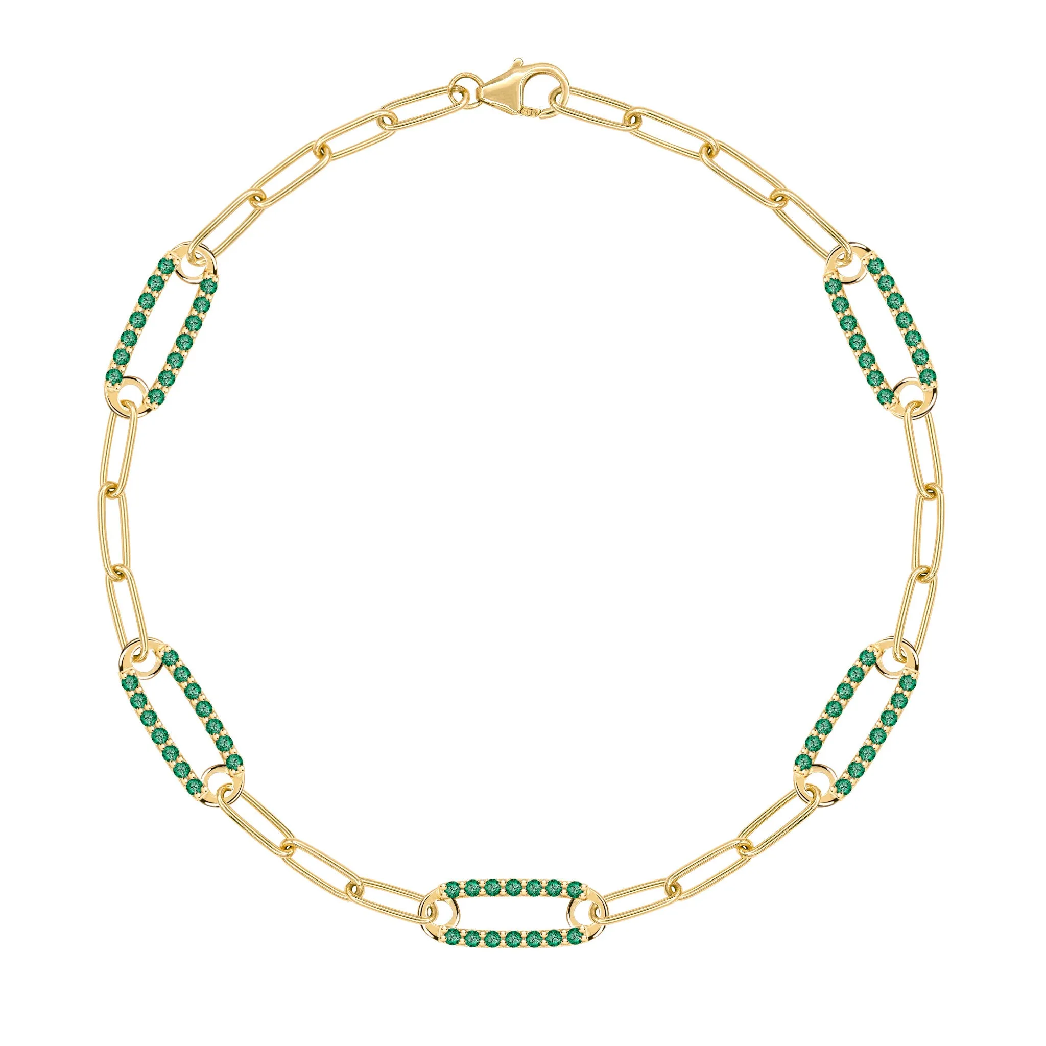 Adelaide 5 Pavé Emerald Link Bracelet in 14k Gold (May) sold by Haverhill