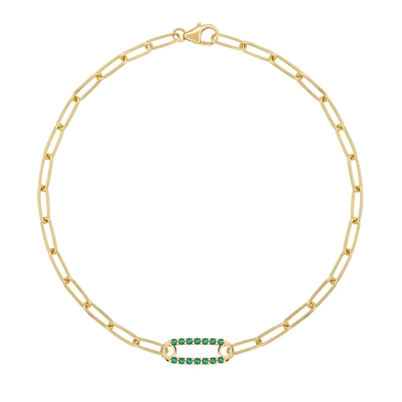 Adelaide 1 Pavé Emerald Link Bracelet in 14k Gold (May) sold by Haverhill