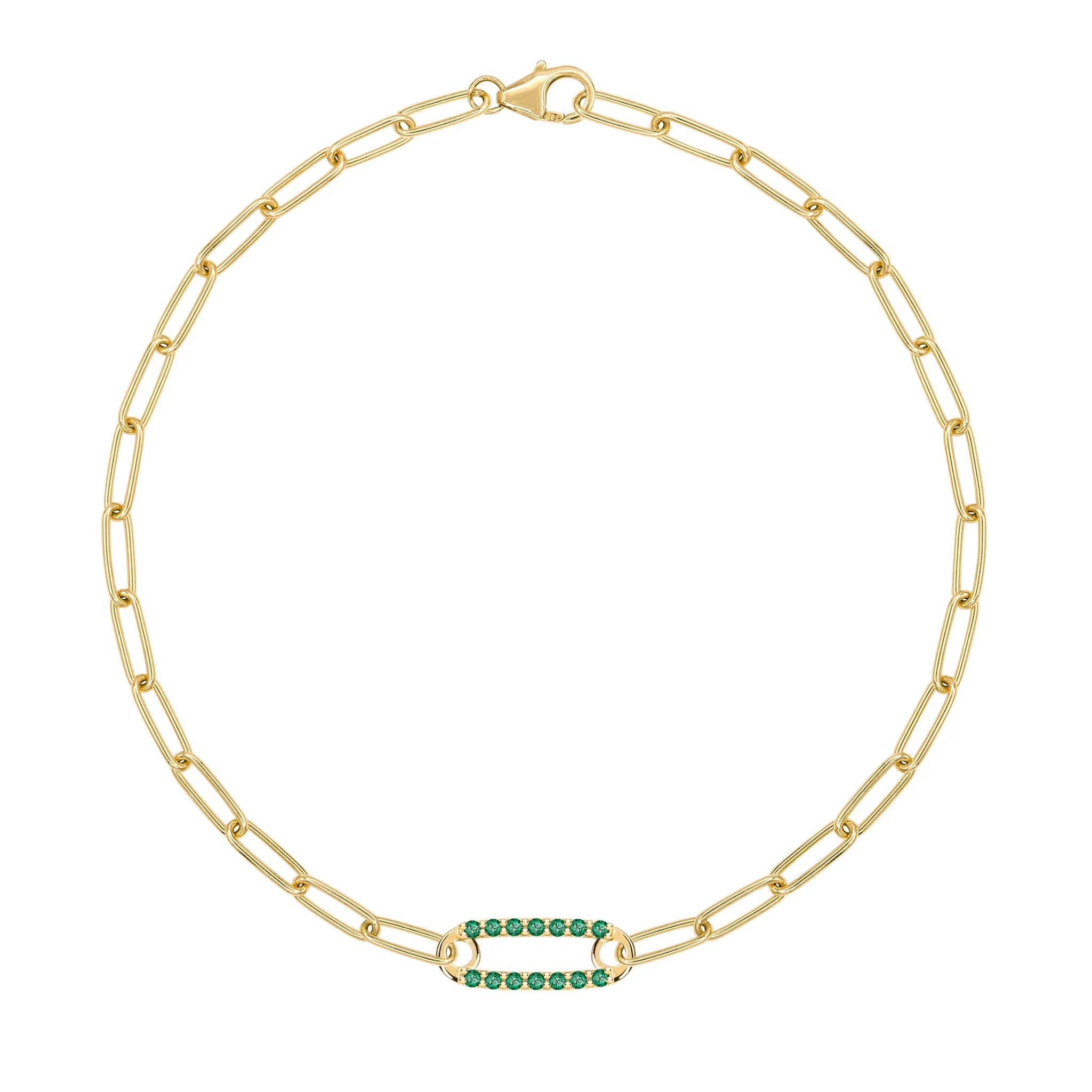 Adelaide 1 Pavé Emerald Link Bracelet in 14k Gold (May) sold by Haverhill