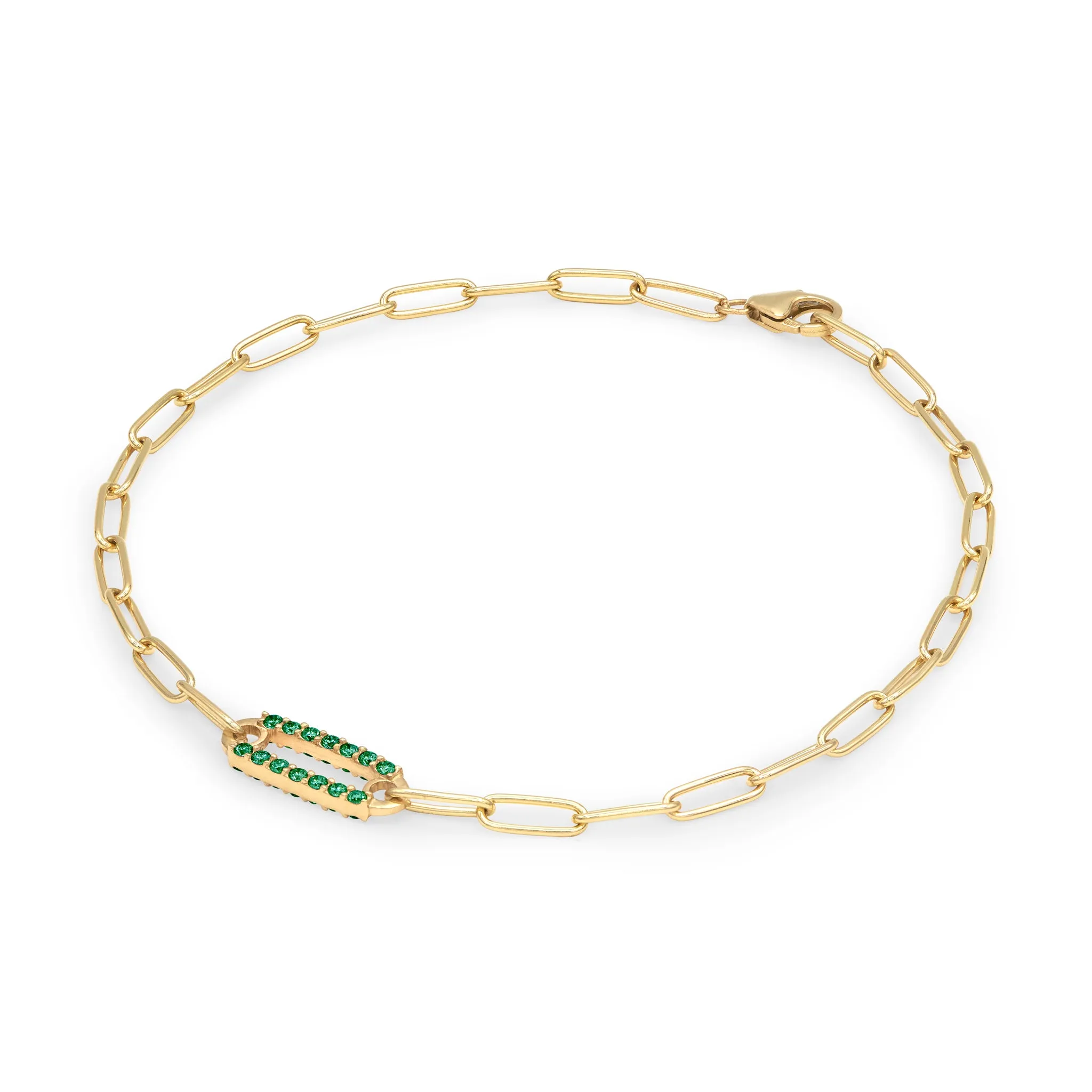 Adelaide 1 Pavé Emerald Link Bracelet in 14k Gold (May) sold by Haverhill product image thumbnail 4