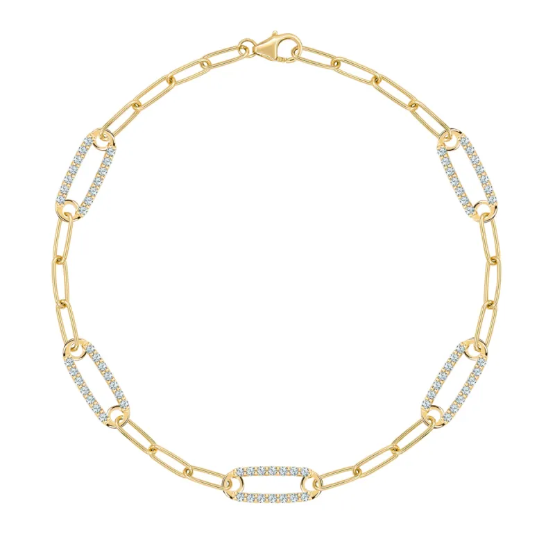 Adelaide 5 Pavé Aquamarine Link Bracelet in 14k Gold (March) sold by Haverhill