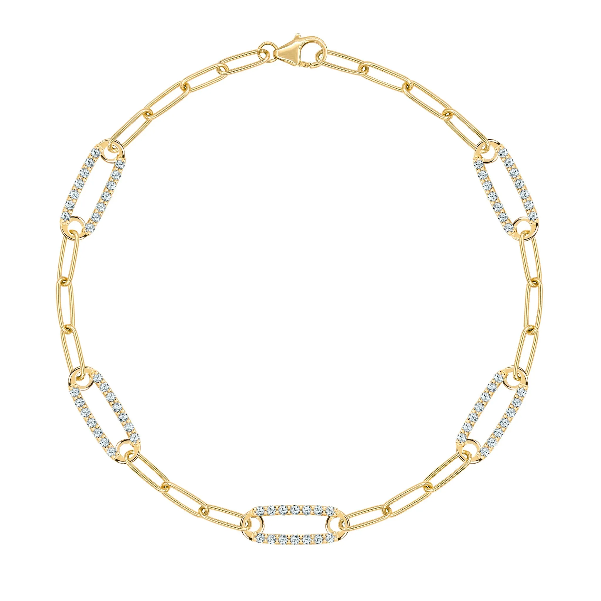 Adelaide 5 Pavé Aquamarine Link Bracelet in 14k Gold (March) sold by Haverhill