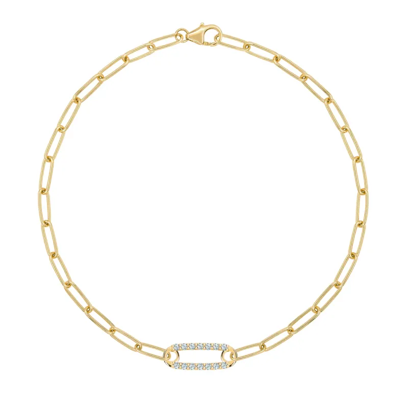 Adelaide 1 Pavé Aquamarine Link Bracelet in 14k Gold (March) sold by Haverhill
